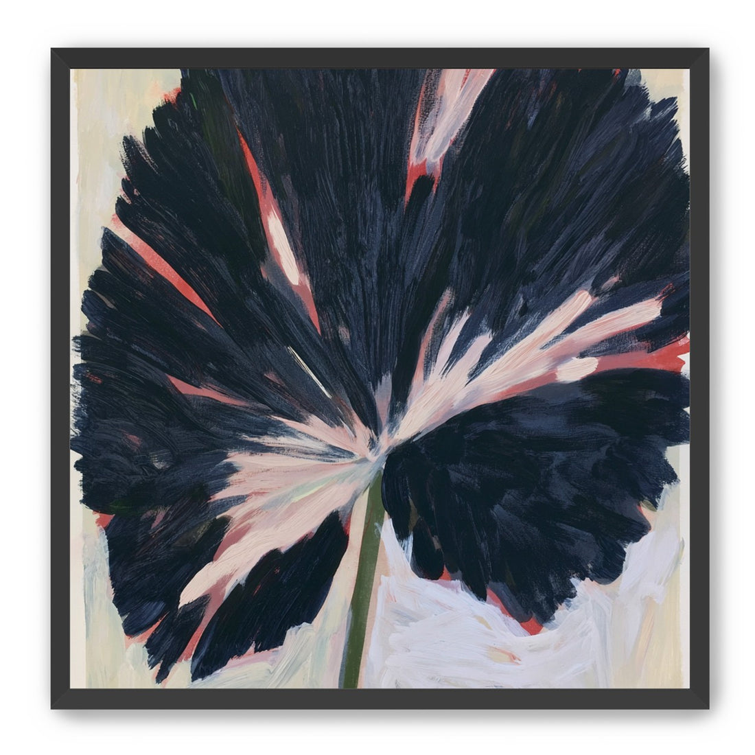 Dark petals across pale ground