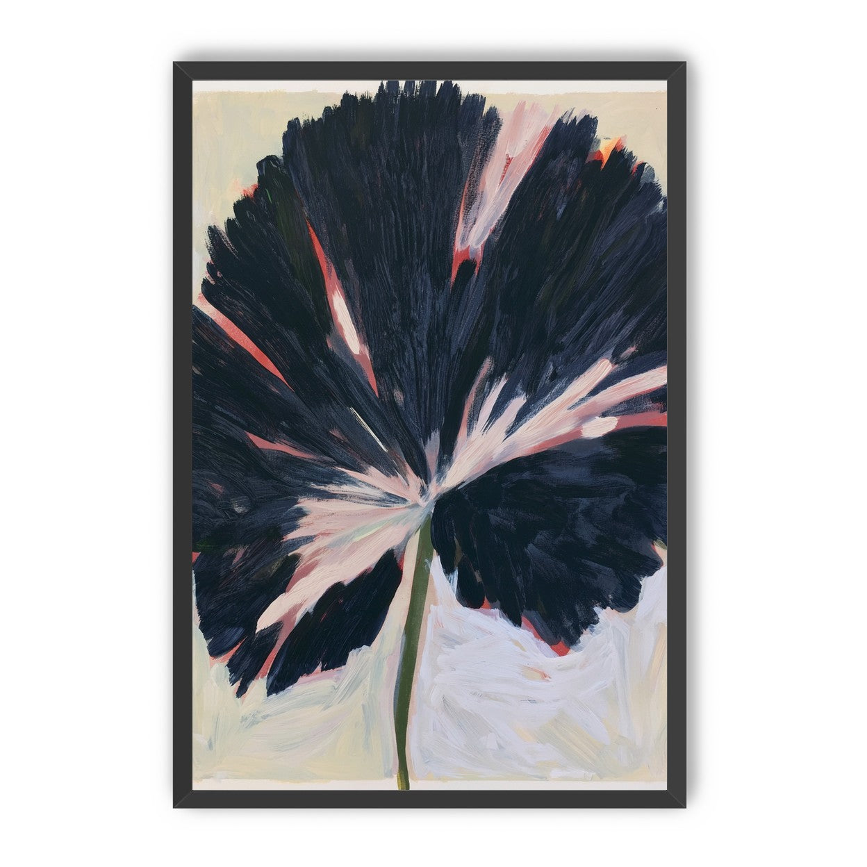 Dark petals across pale ground