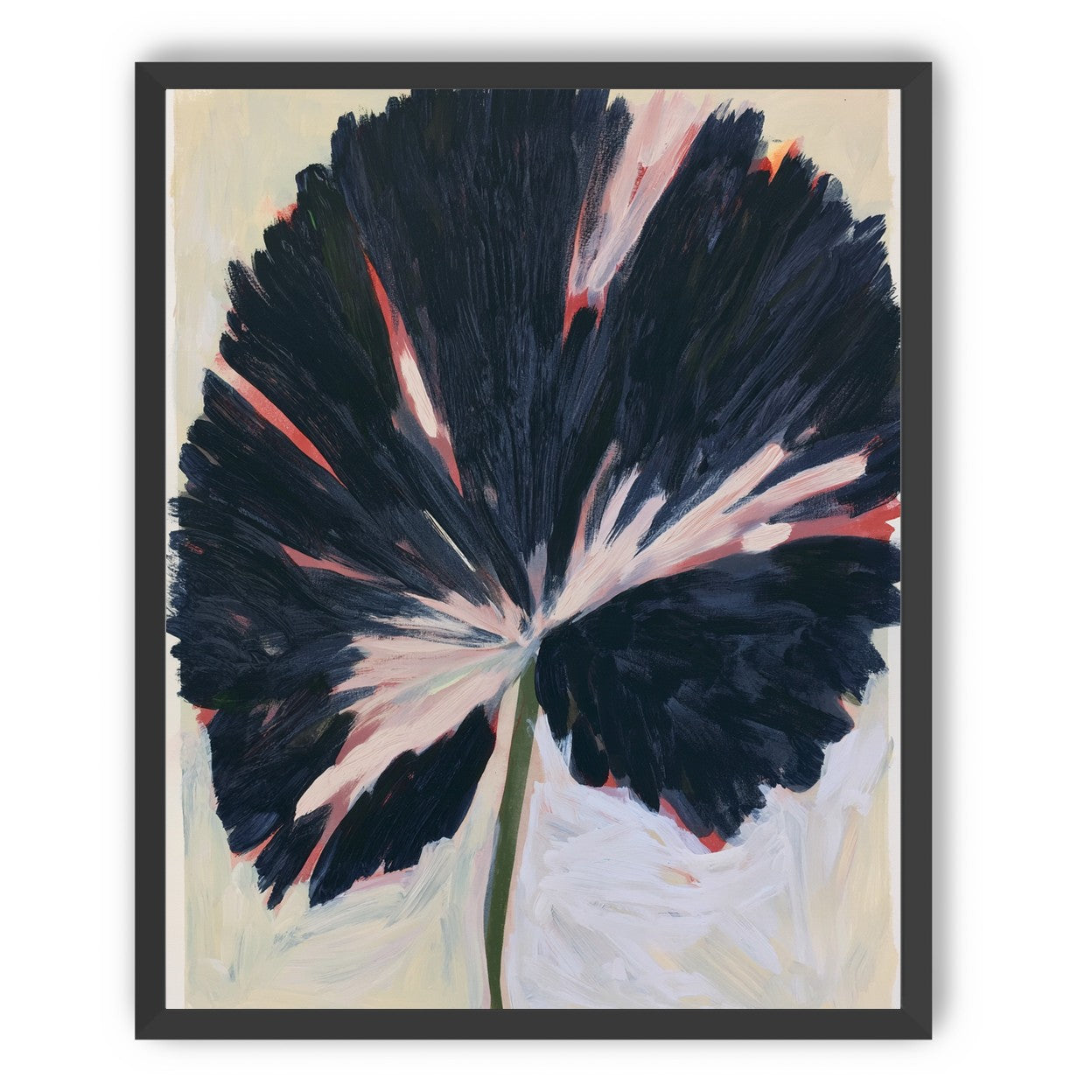 Dark petals across pale ground
