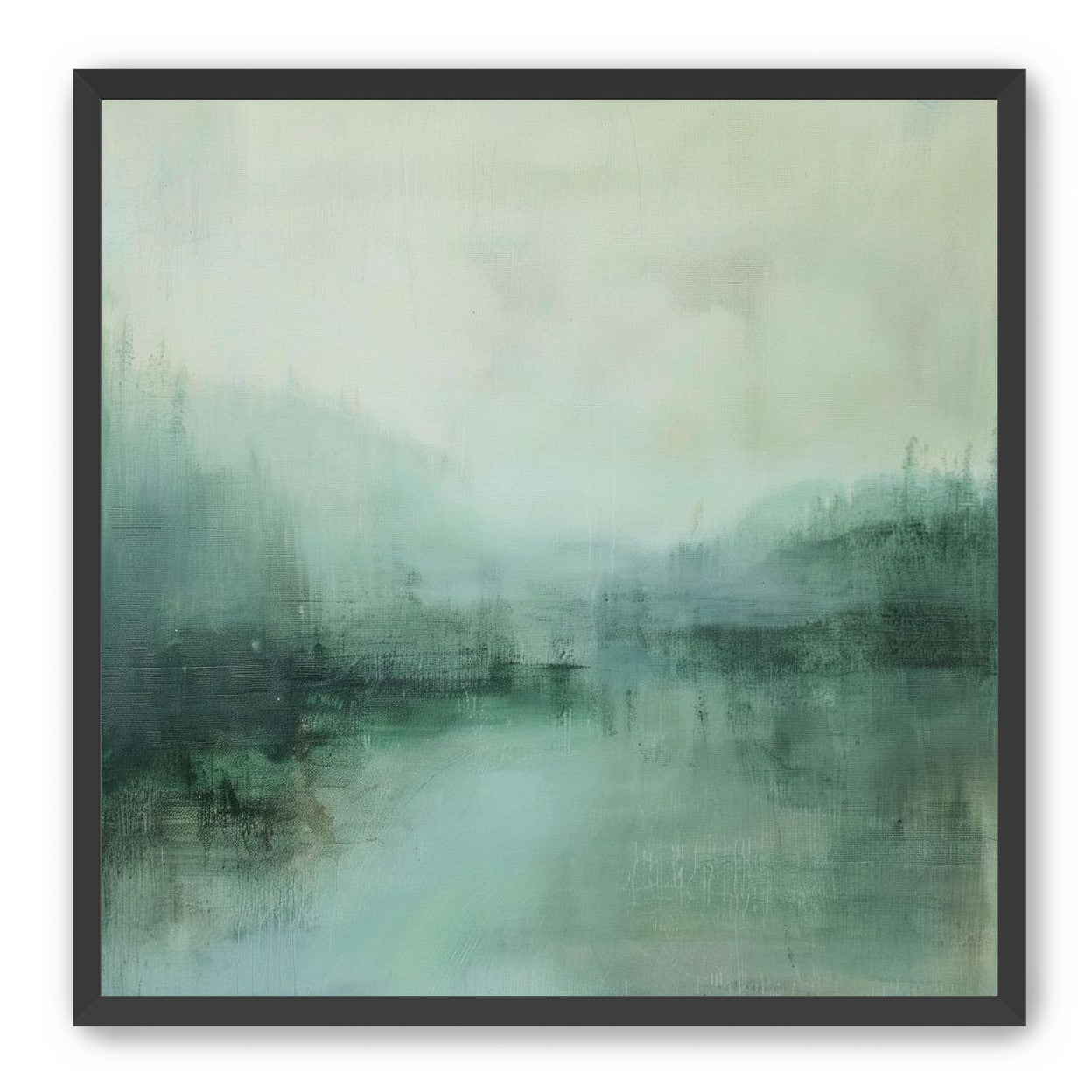 Misty harbor with boats