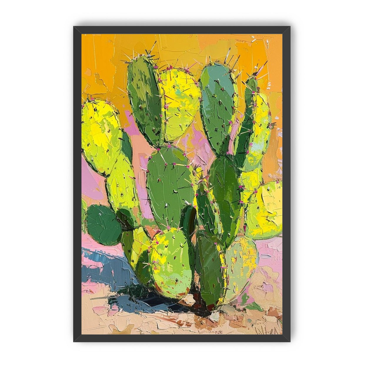 Thick paint on cactus pads