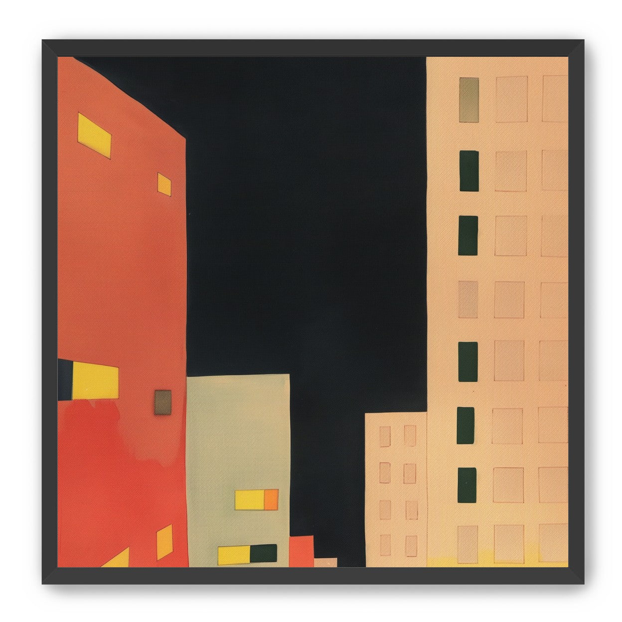 Lit windows in black sky