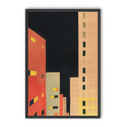 Lit windows in black sky