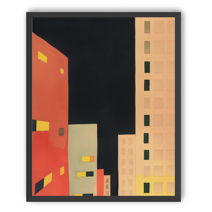 Lit windows in black sky