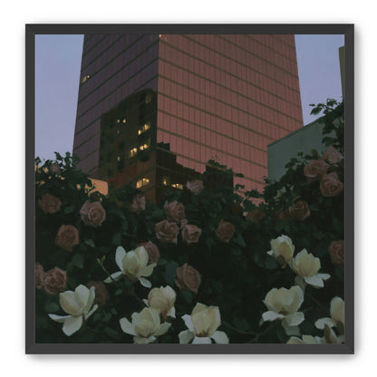 Pink tower above magnolias