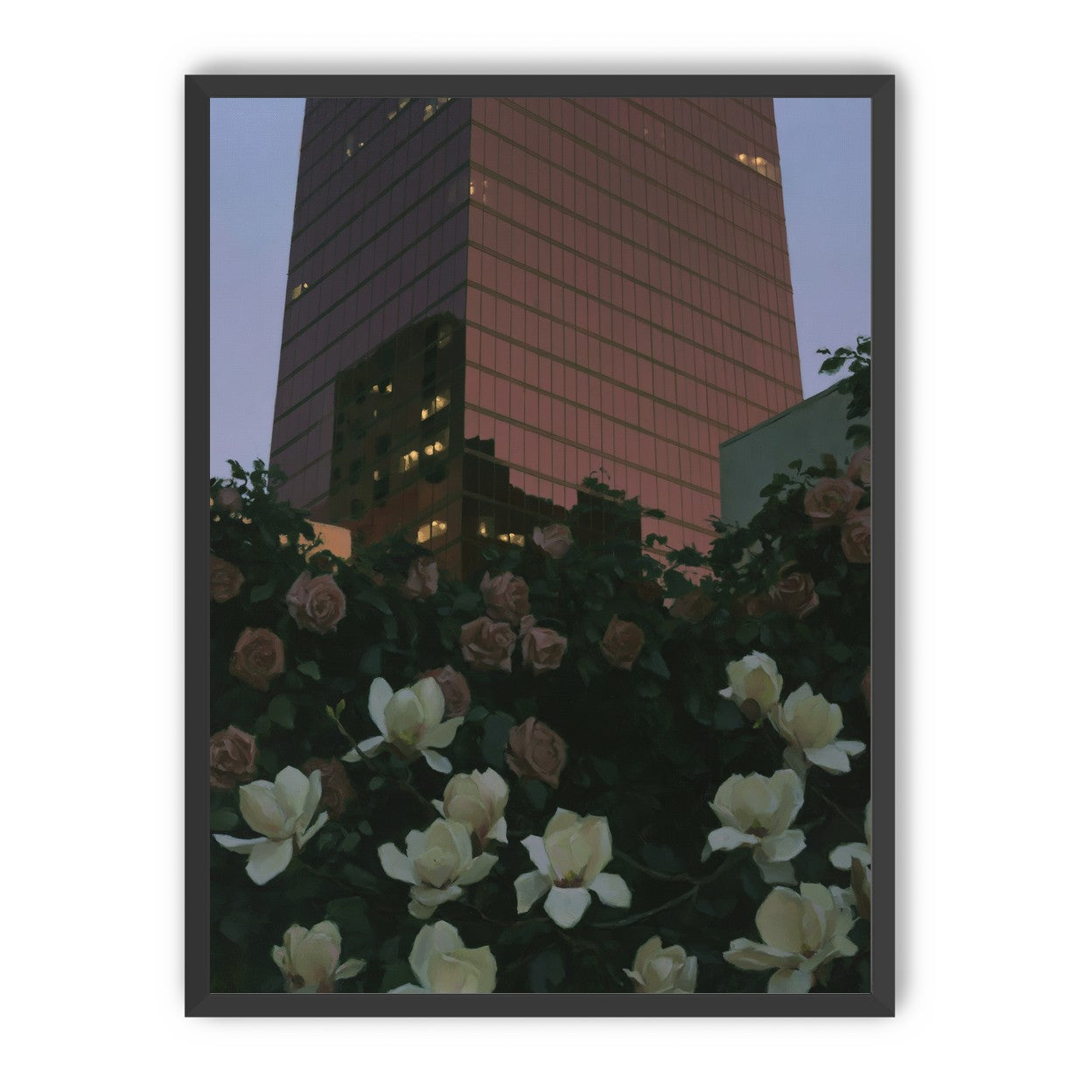Pink tower above magnolias