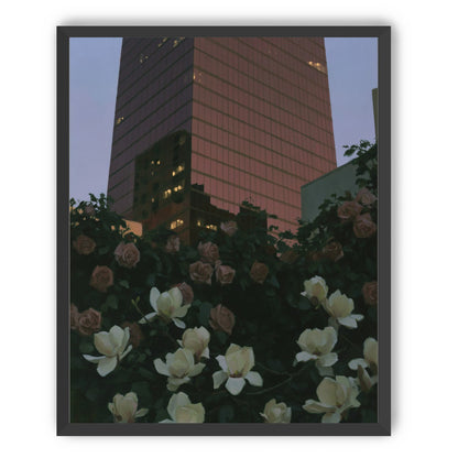 Pink tower above magnolias