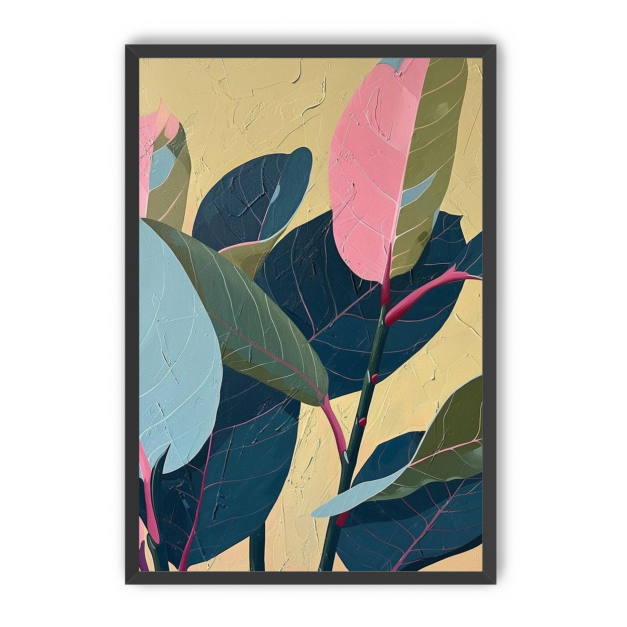 Leaves on cracked plaster