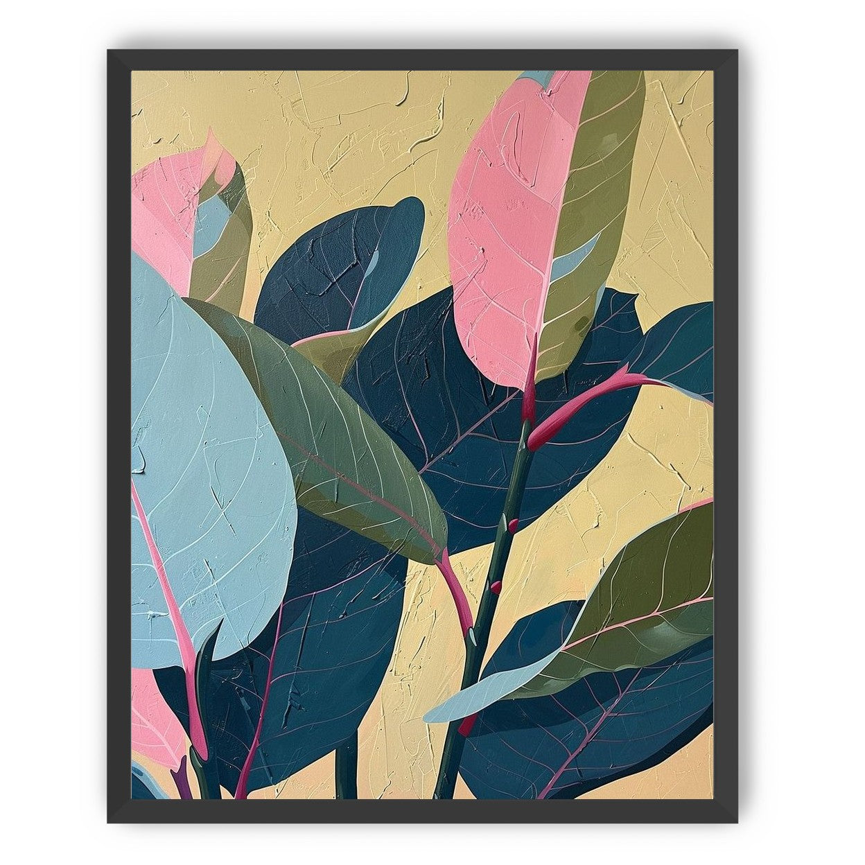 Leaves on cracked plaster