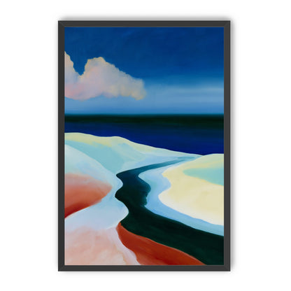 Deep blue over pale dunes