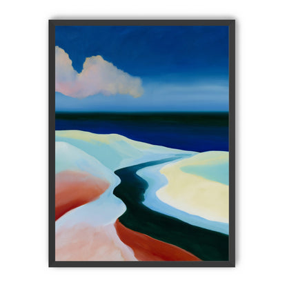 Deep blue over pale dunes