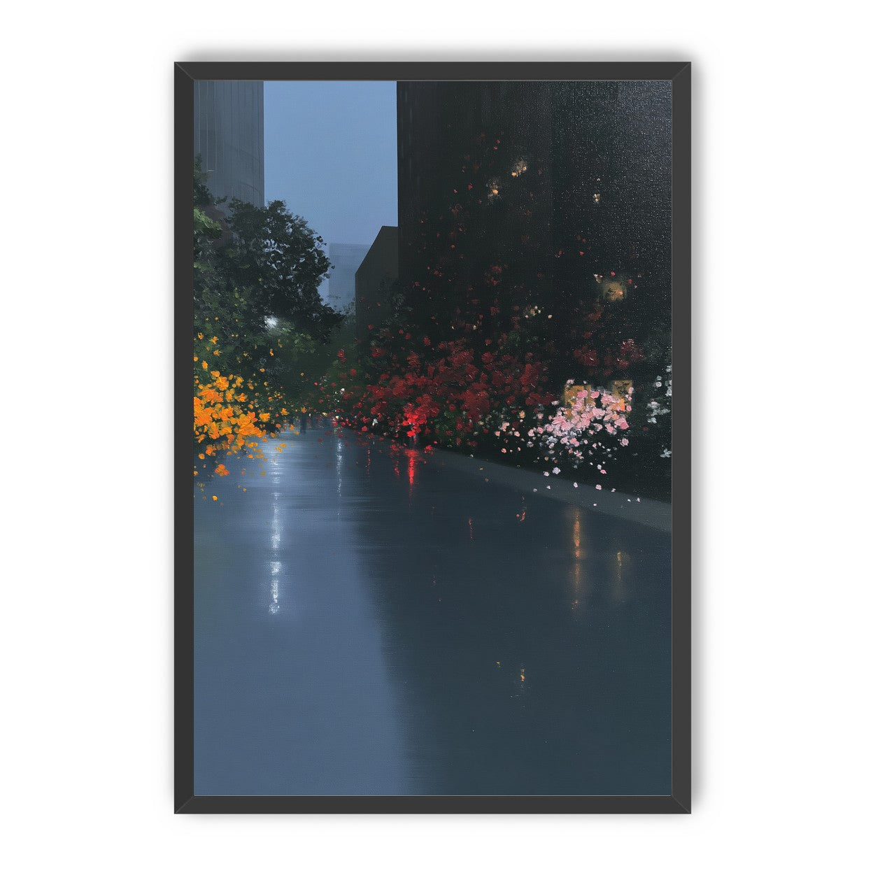 Rainlight on the flowered street