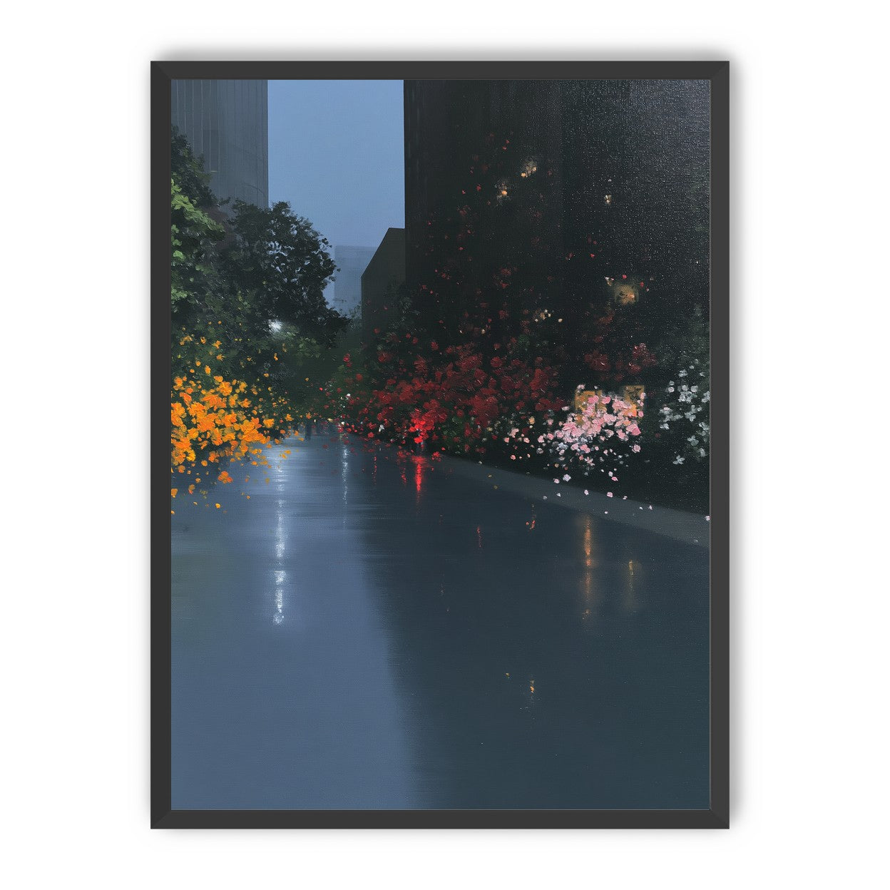 Rainlight on the flowered street