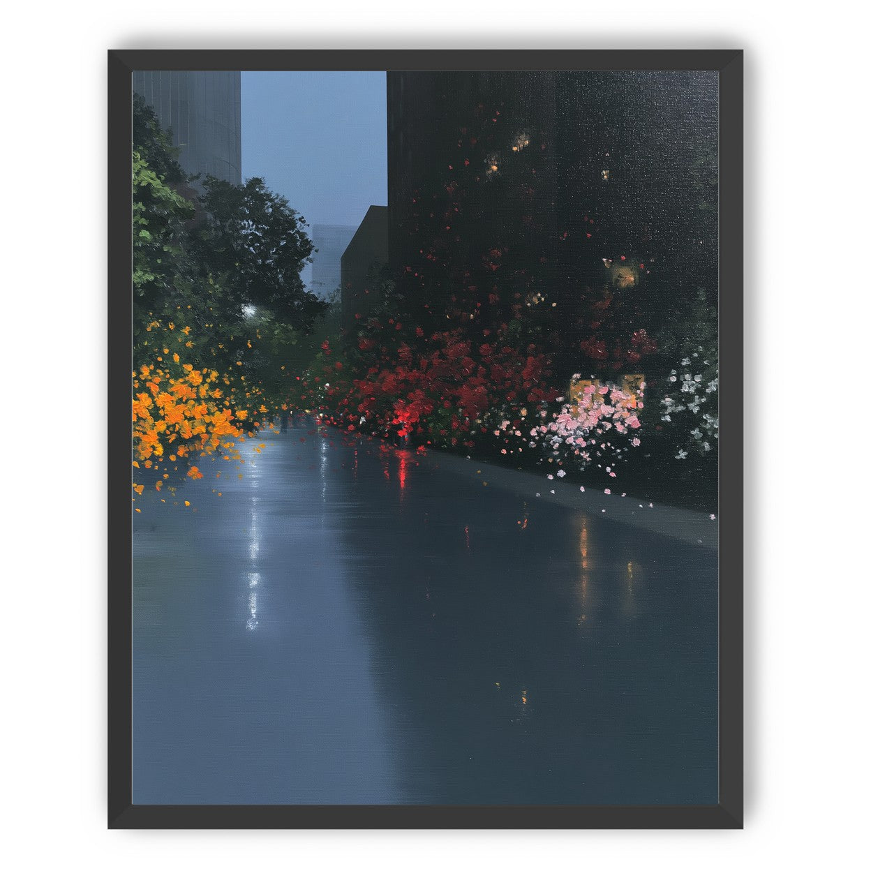 Rainlight on the flowered street