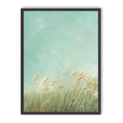 Turquoise sky over pale grass
