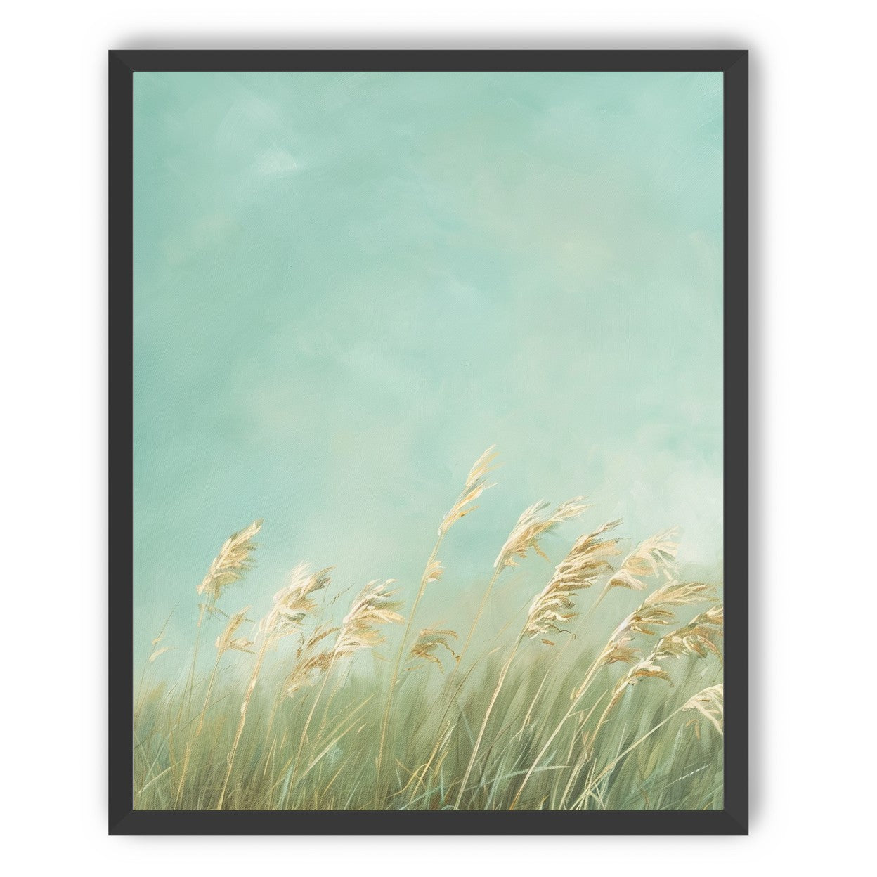 Turquoise sky over pale grass