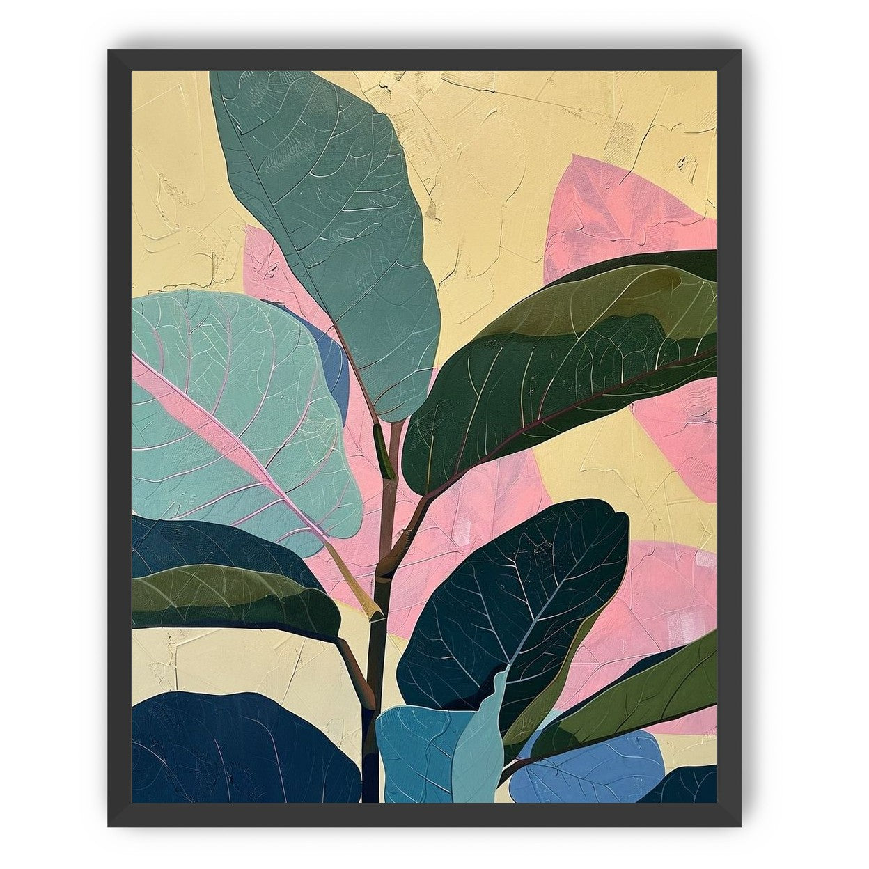 Leaves leaning into pink light