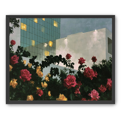Roses under office lights