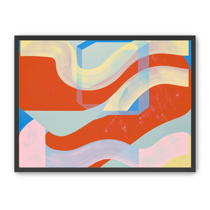 Translucent bands over red blocks