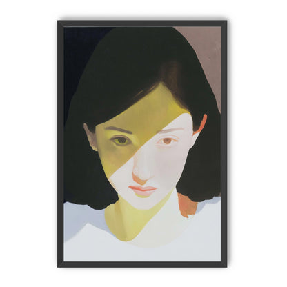 Yellow light across her face