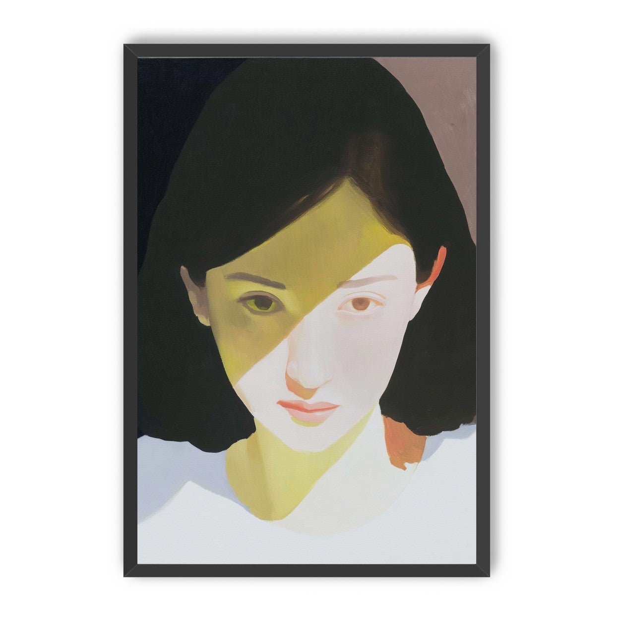 Yellow light across her face