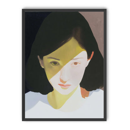 Yellow light across her face