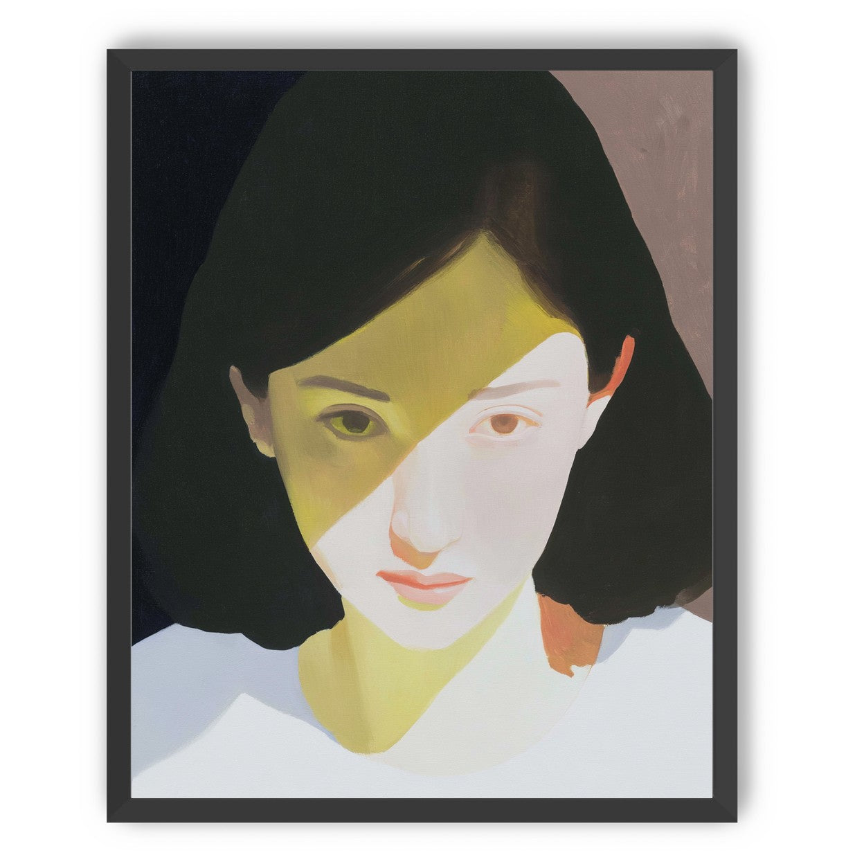 Yellow light across her face
