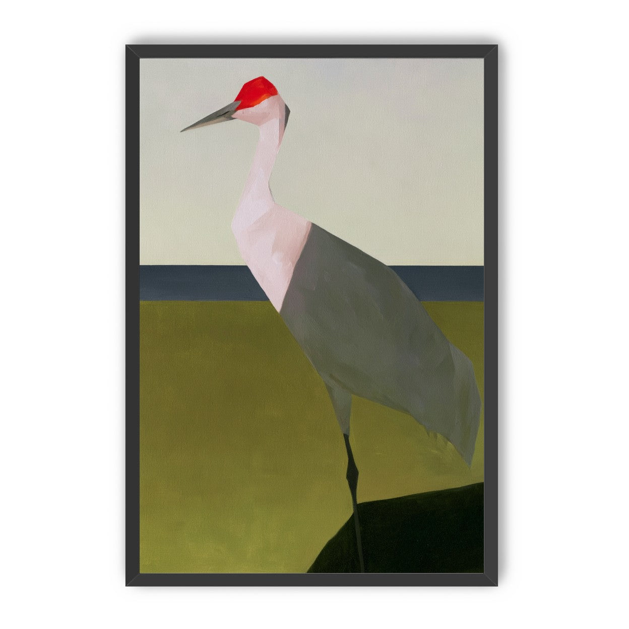 Red crown crane at the shore