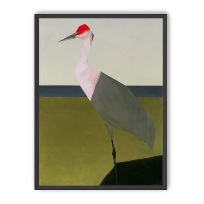 Red crown crane at the shore