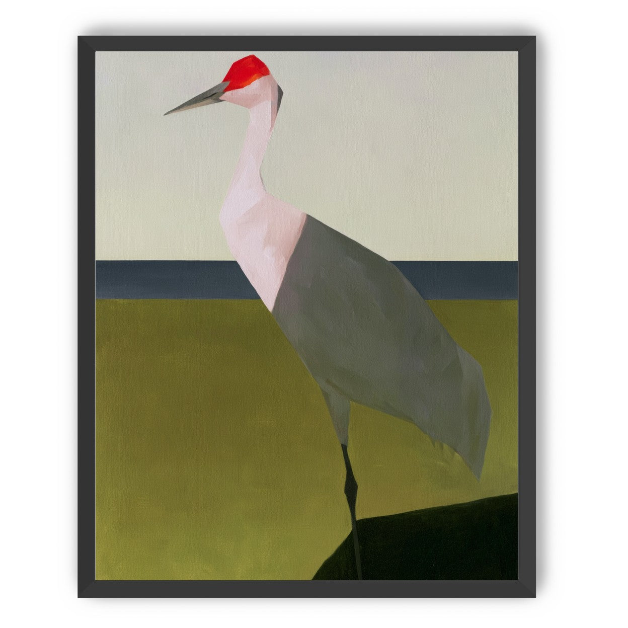 Red crown crane at the shore