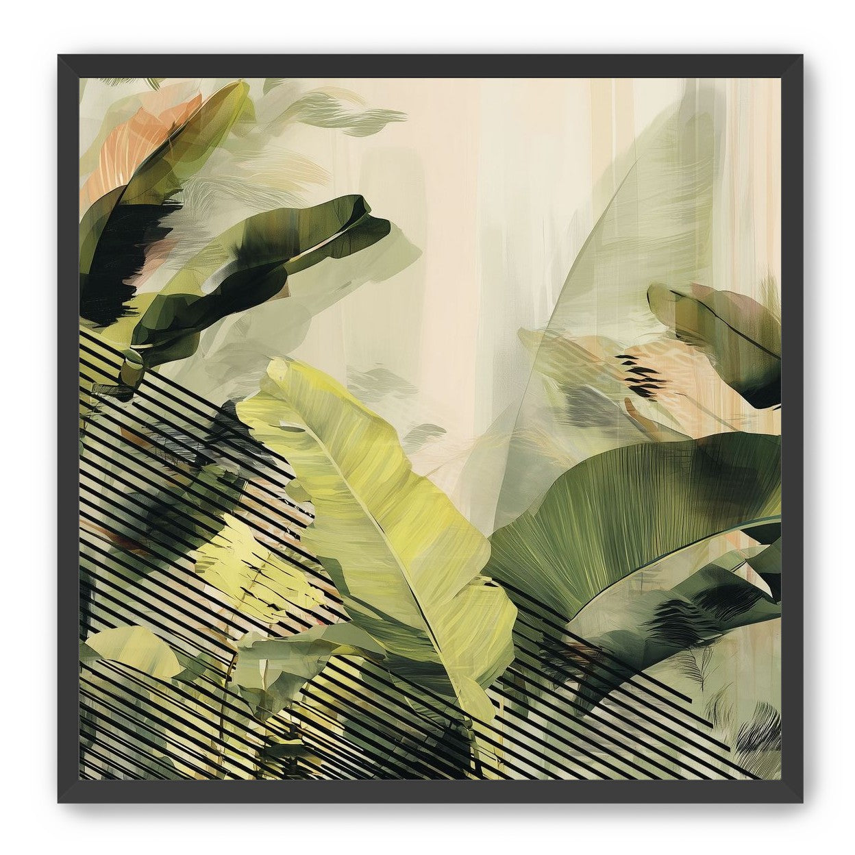 Green leaves over black stripes