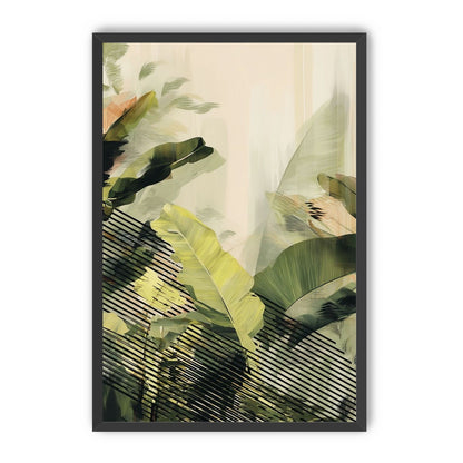 Green leaves over black stripes