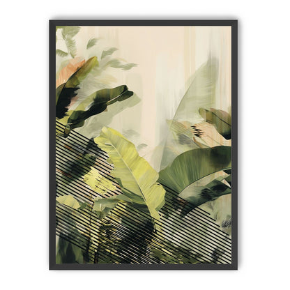 Green leaves over black stripes