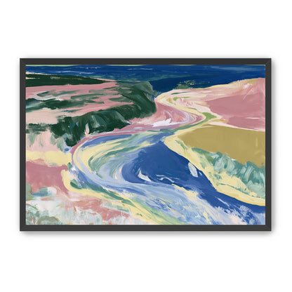 River bend in pink fields