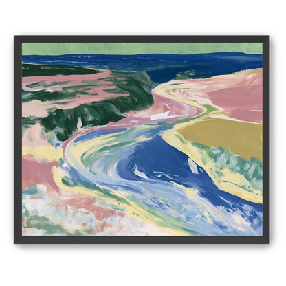 River bend in pink fields
