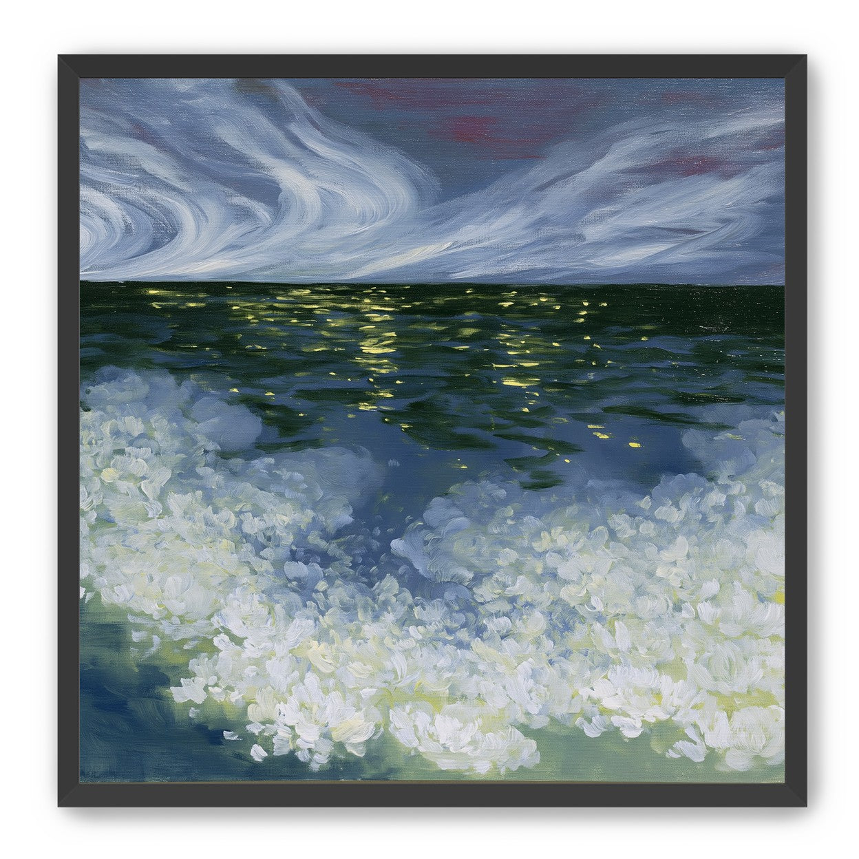 Foam and starlight at sea