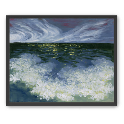 Foam and starlight at sea