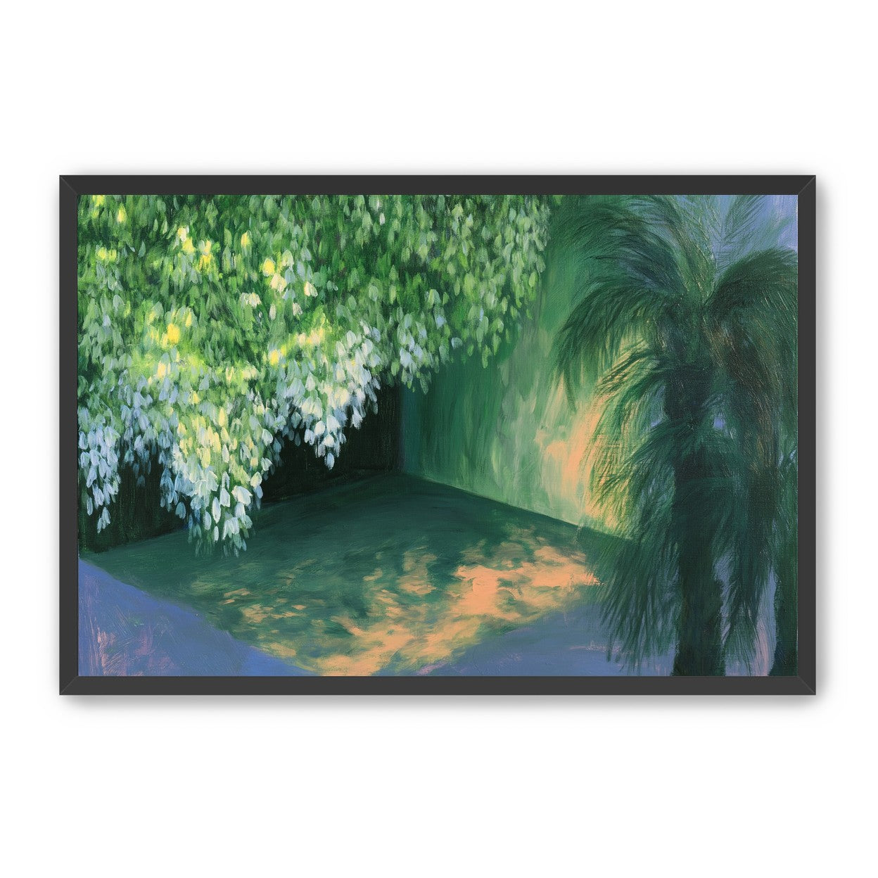 Yellow light on green pond