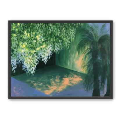 Yellow light on green pond