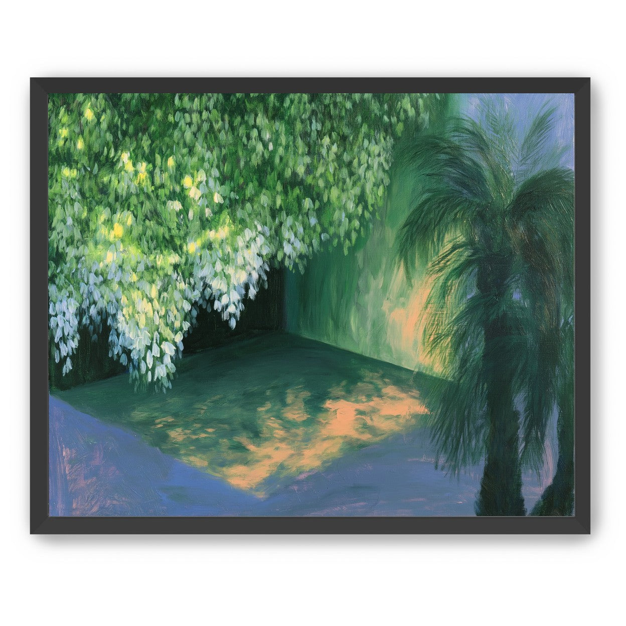 Yellow light on green pond