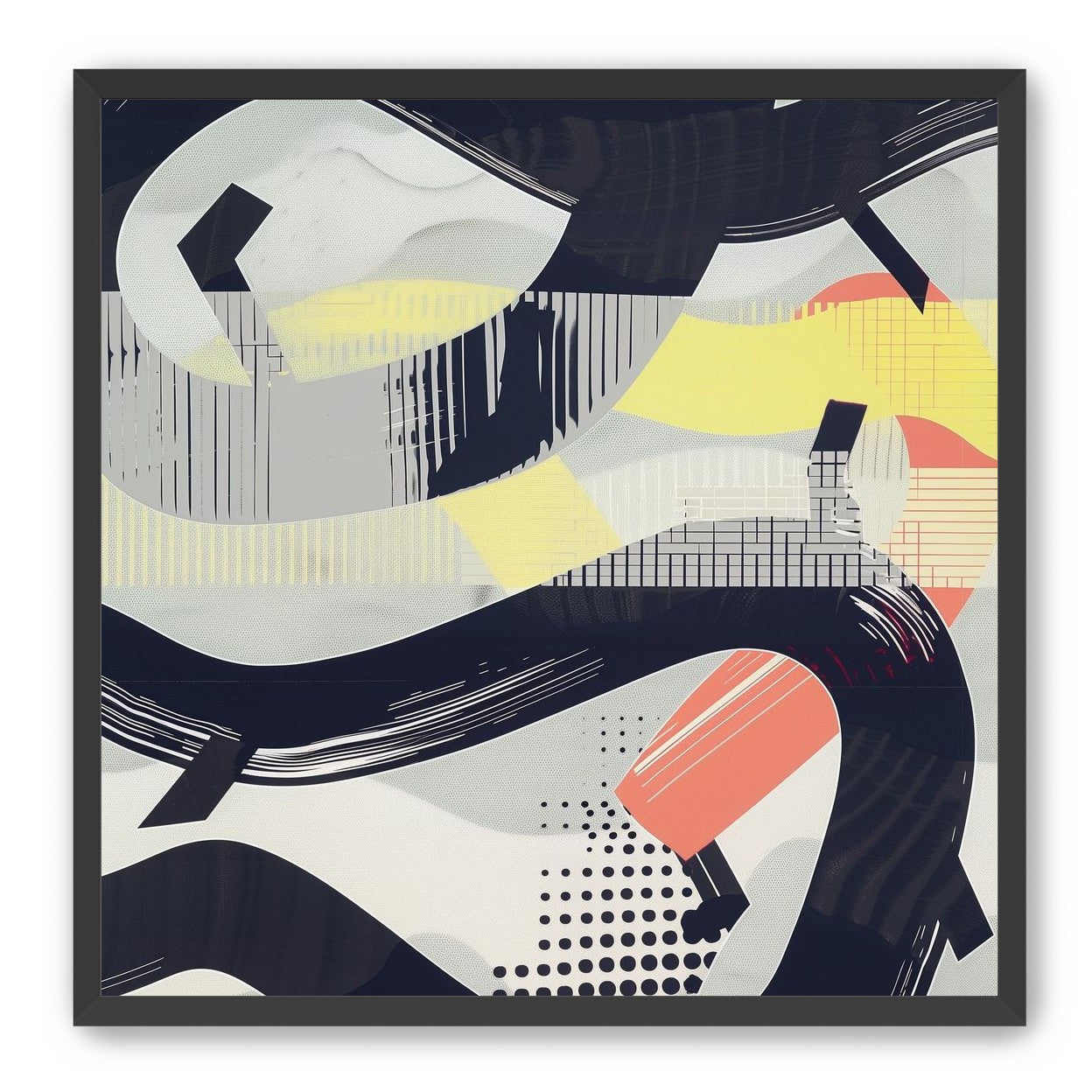 Black loops over yellow blocks
