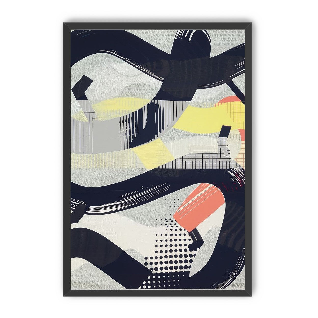 Black loops over yellow blocks