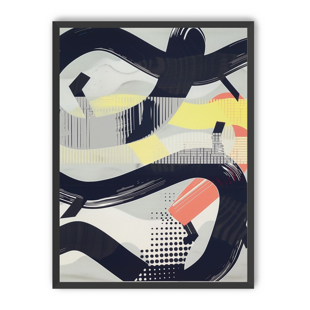 Black loops over yellow blocks