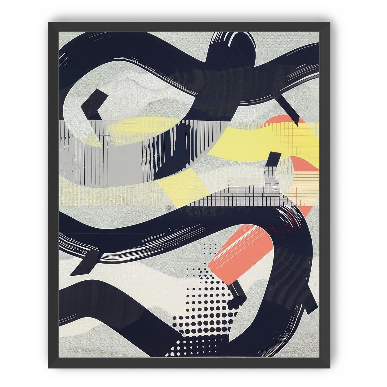 Black loops over yellow blocks