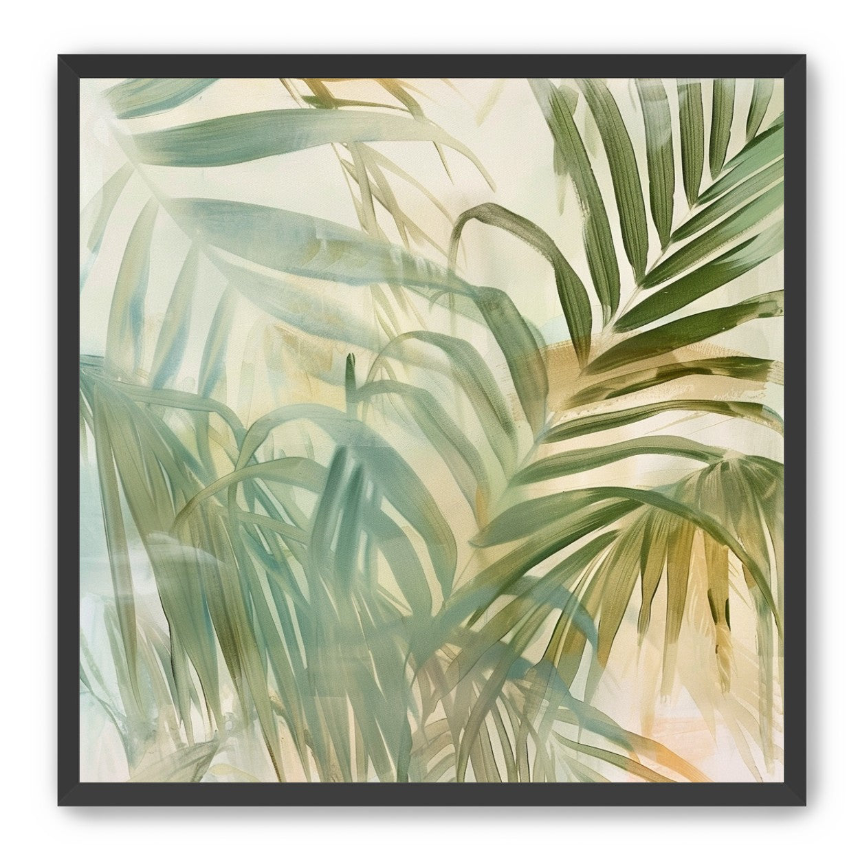 Palm leaves in pale wash