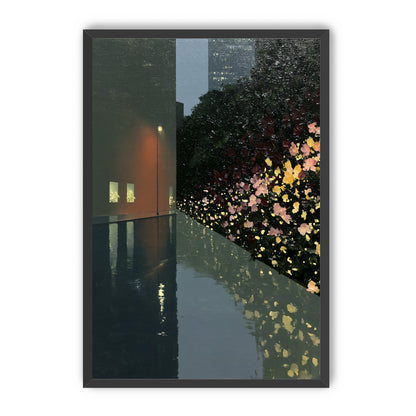 Flowers beside the wet wall