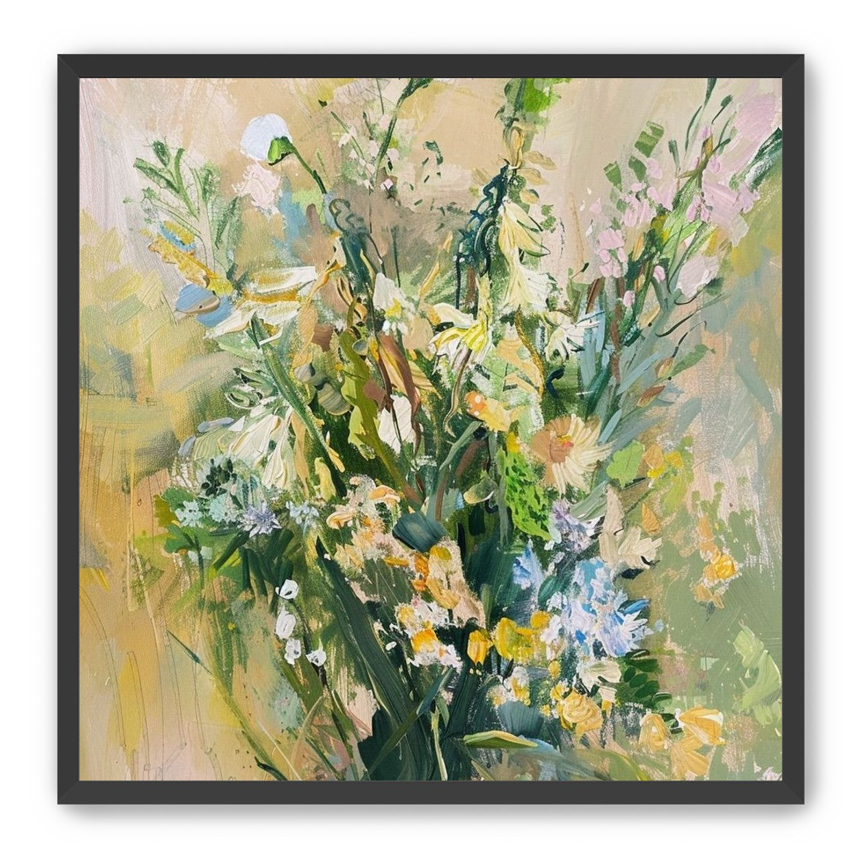 Wildflowers within pale light