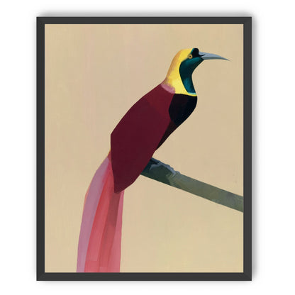 A bright bird on a branch