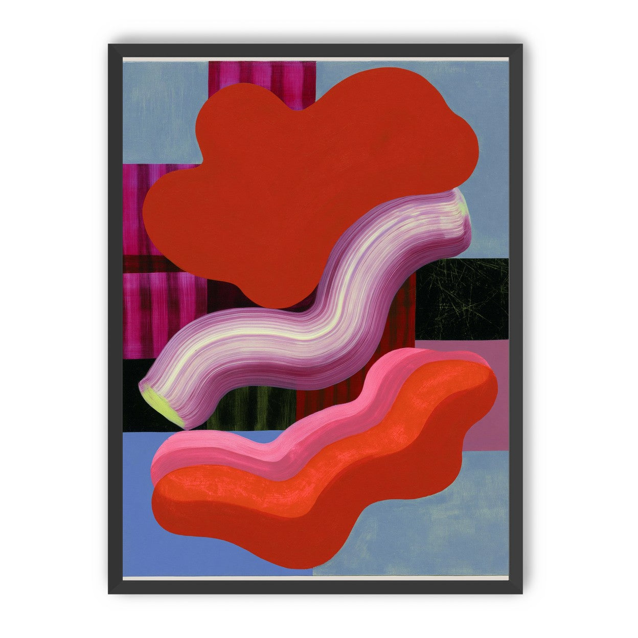 Layered red forms on grid