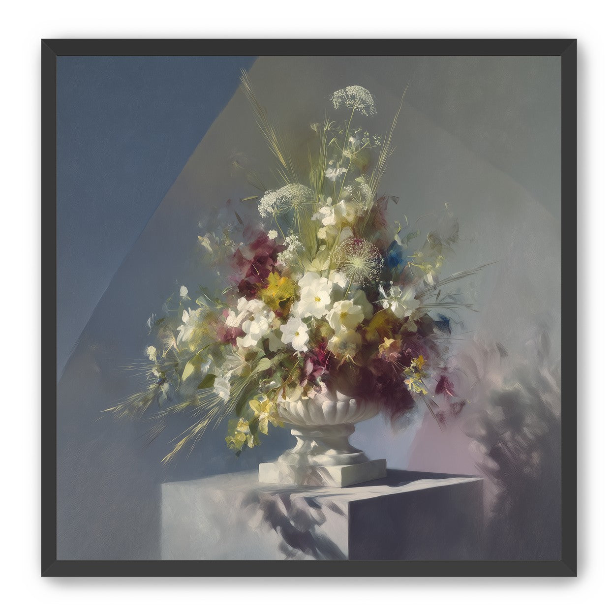 White urn within angled light
